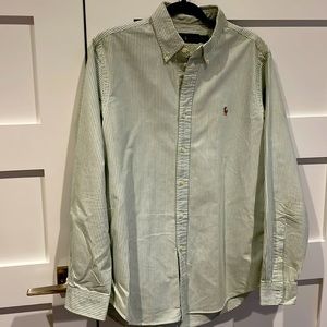 Ralph Lauren Men’s Button down Size: Medium Classic, Green and white stripe